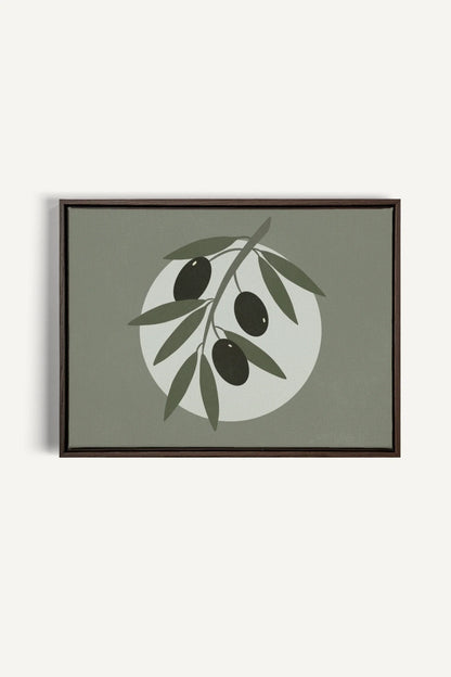 OLEKA CANVAS - OLIVE MOON, Oeuvre sur toile étirée, encadré Brun Noyer