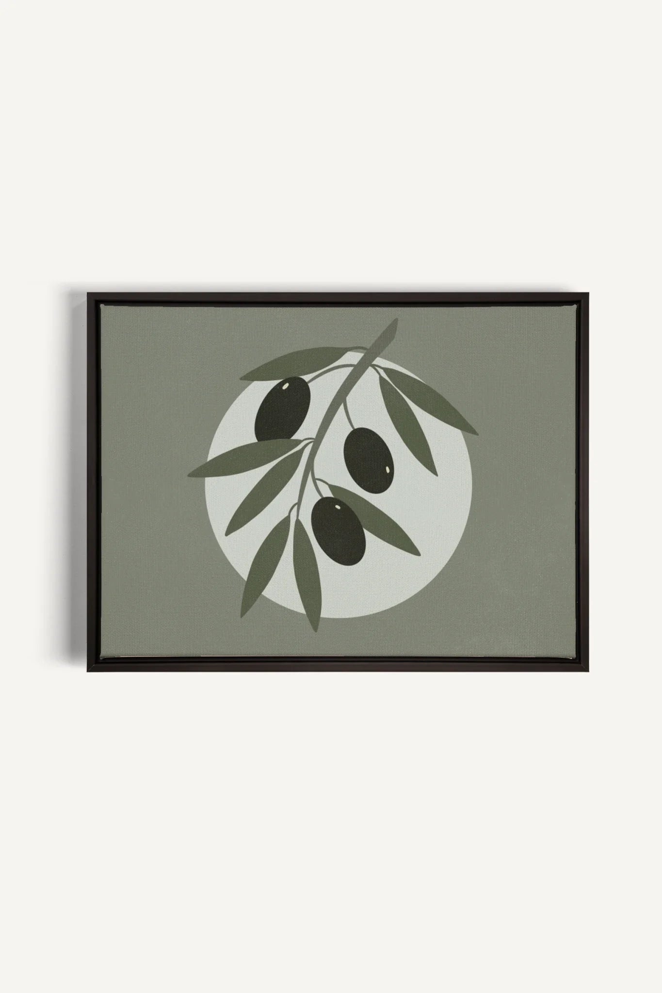 OLEKA CANVAS - OLIVE MOON, Oeuvre sur toile étirée, encadré Noir
