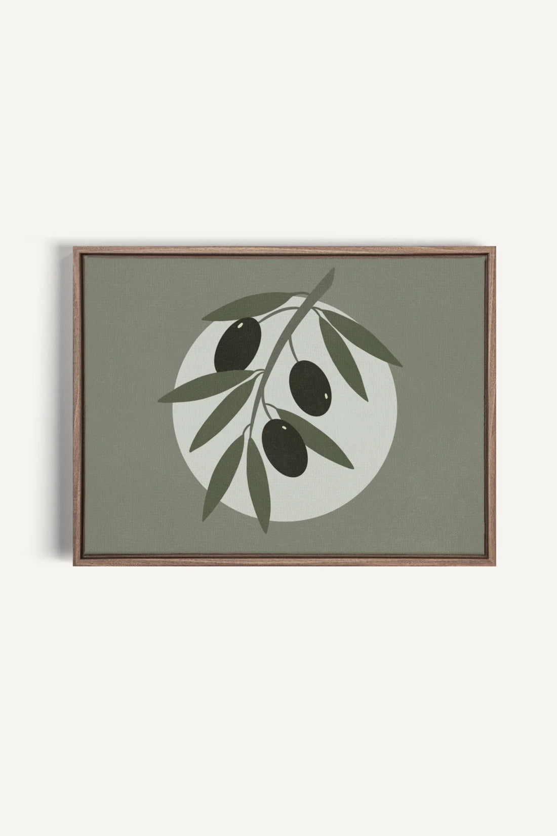 OLEKA CANVAS - OLIVE MOON, Oeuvre sur toile étirée, encadré Brun Chêne