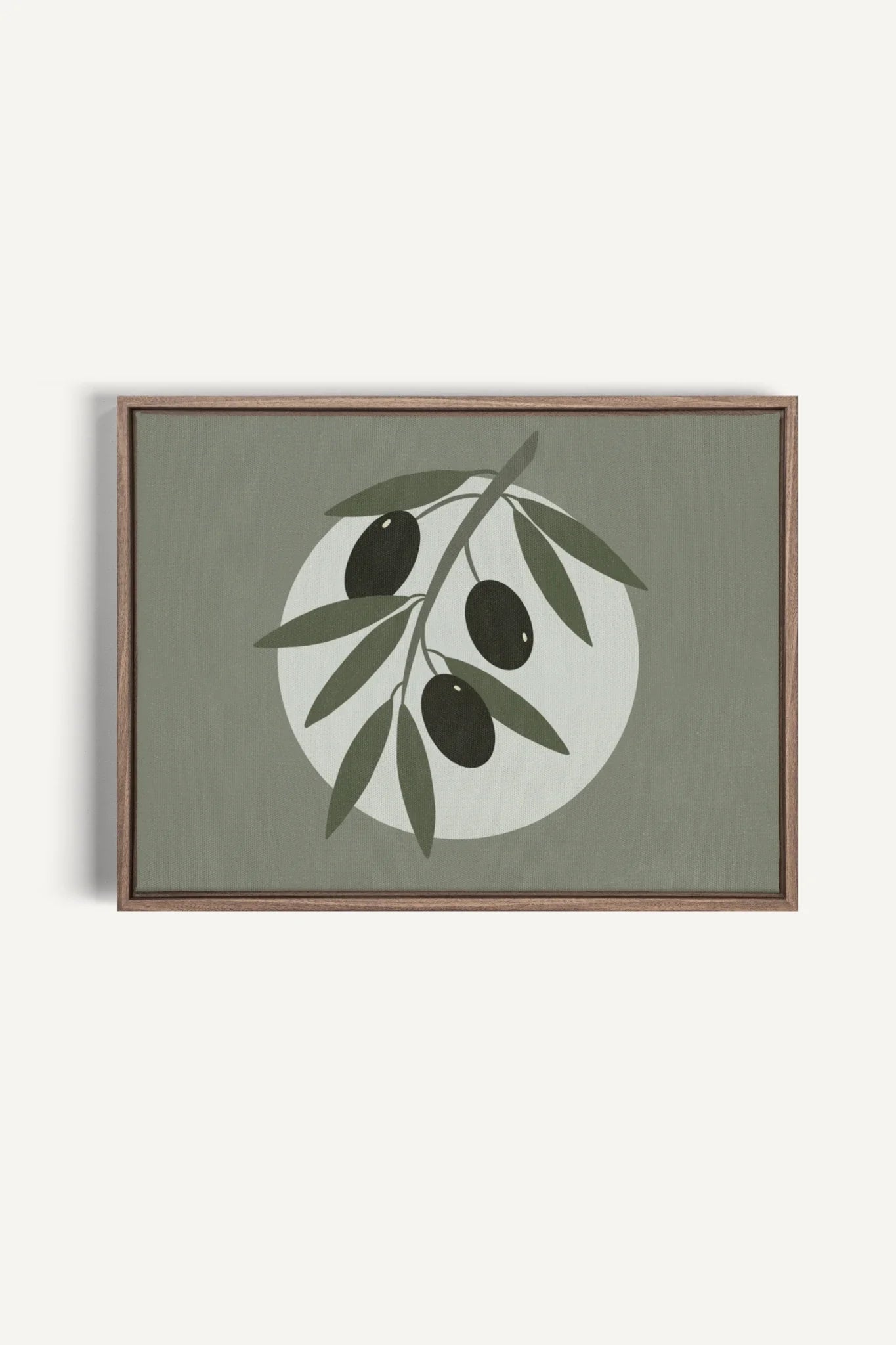 OLEKA CANVAS - OLIVE MOON, Oeuvre sur toile étirée, encadré Brun Chêne