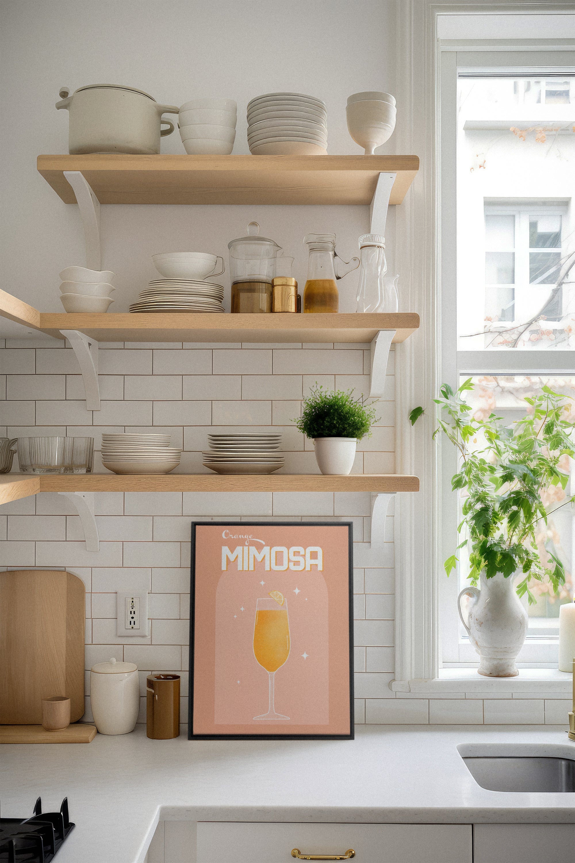 OLEKA CANVAS - ORANGE MIMOSA, Oeuvre sur toile étirée, encadré Noir