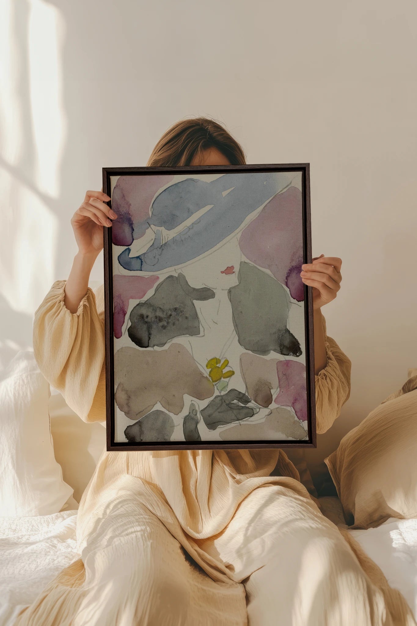 ORCHID HAZE, Work on stretched canvas, framed Walnut Brown