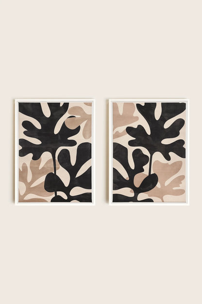 OLEKA CANVAS - ORGANIC SHADOWS DUO, 2 Oeuvres sur toile étirée, encadré Blanc