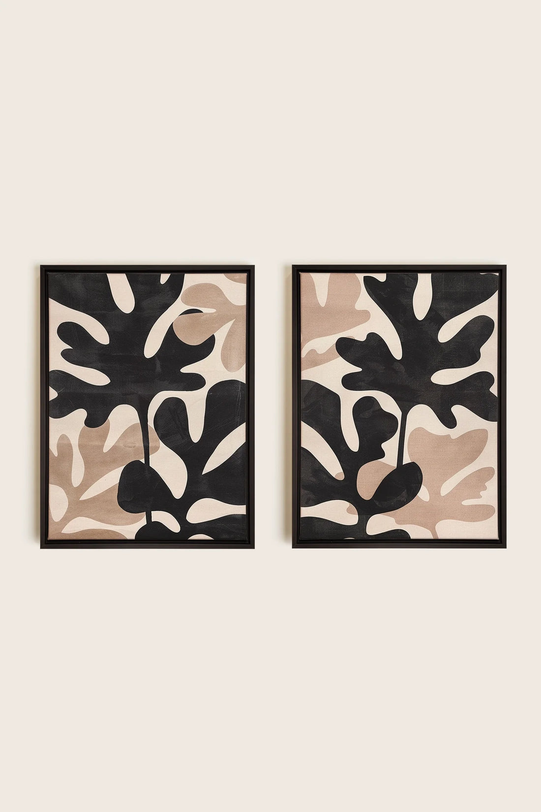 OLEKA CANVAS - ORGANIC SHADOWS DUO, 2 Oeuvres sur toile étirée, encadré Noir