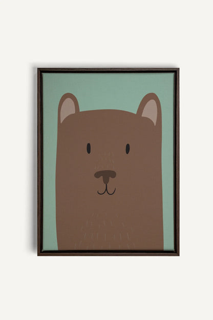 OLEKA CANVAS - OURS, Oeuvre sur toile étirée, encadré Brun Noyer