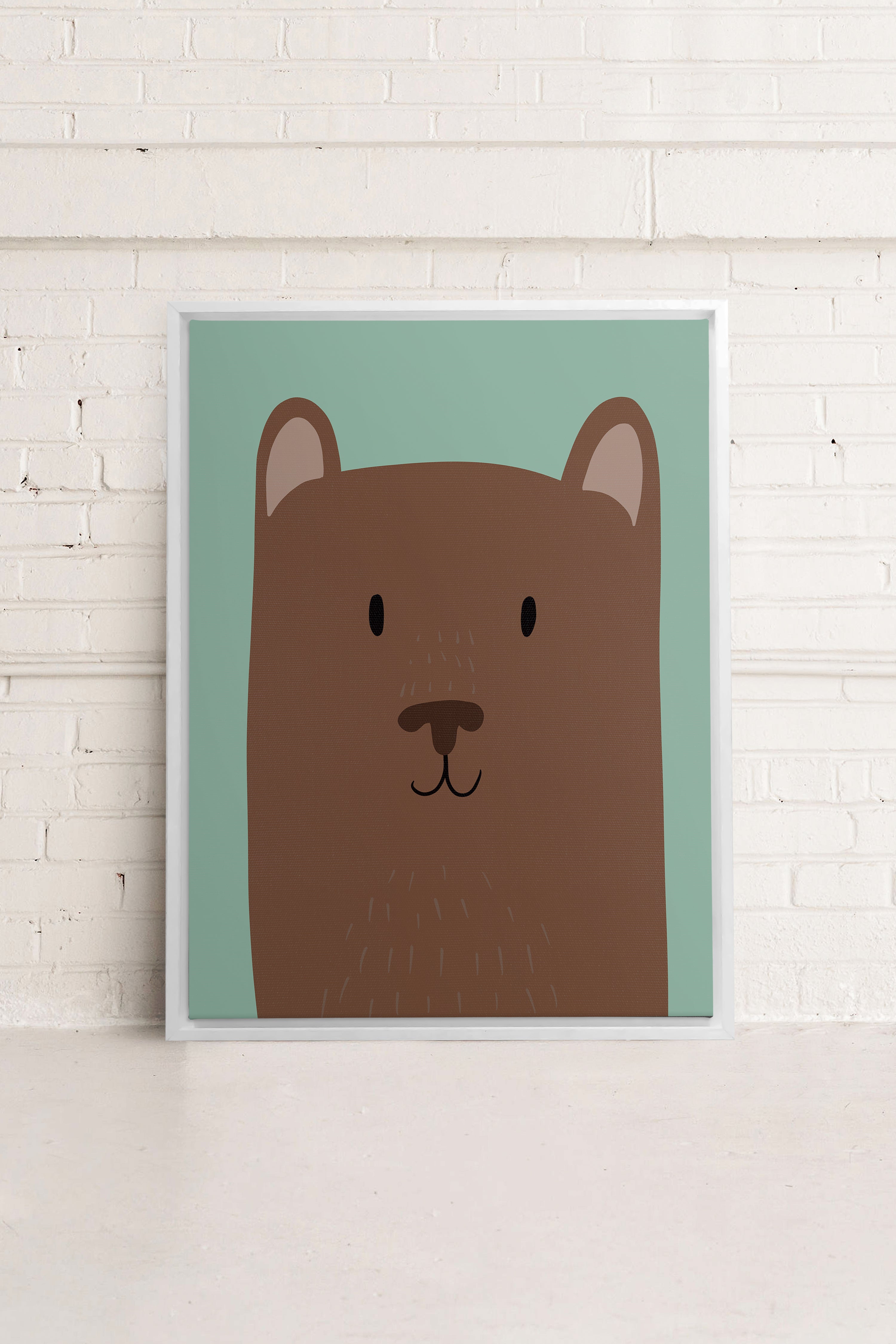 OLEKA CANVAS - OURS, Oeuvre sur toile étirée, encadré Blanc