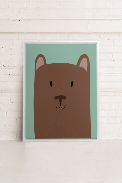 OLEKA CANVAS - OURS, Oeuvre sur toile étirée, encadré Blanc