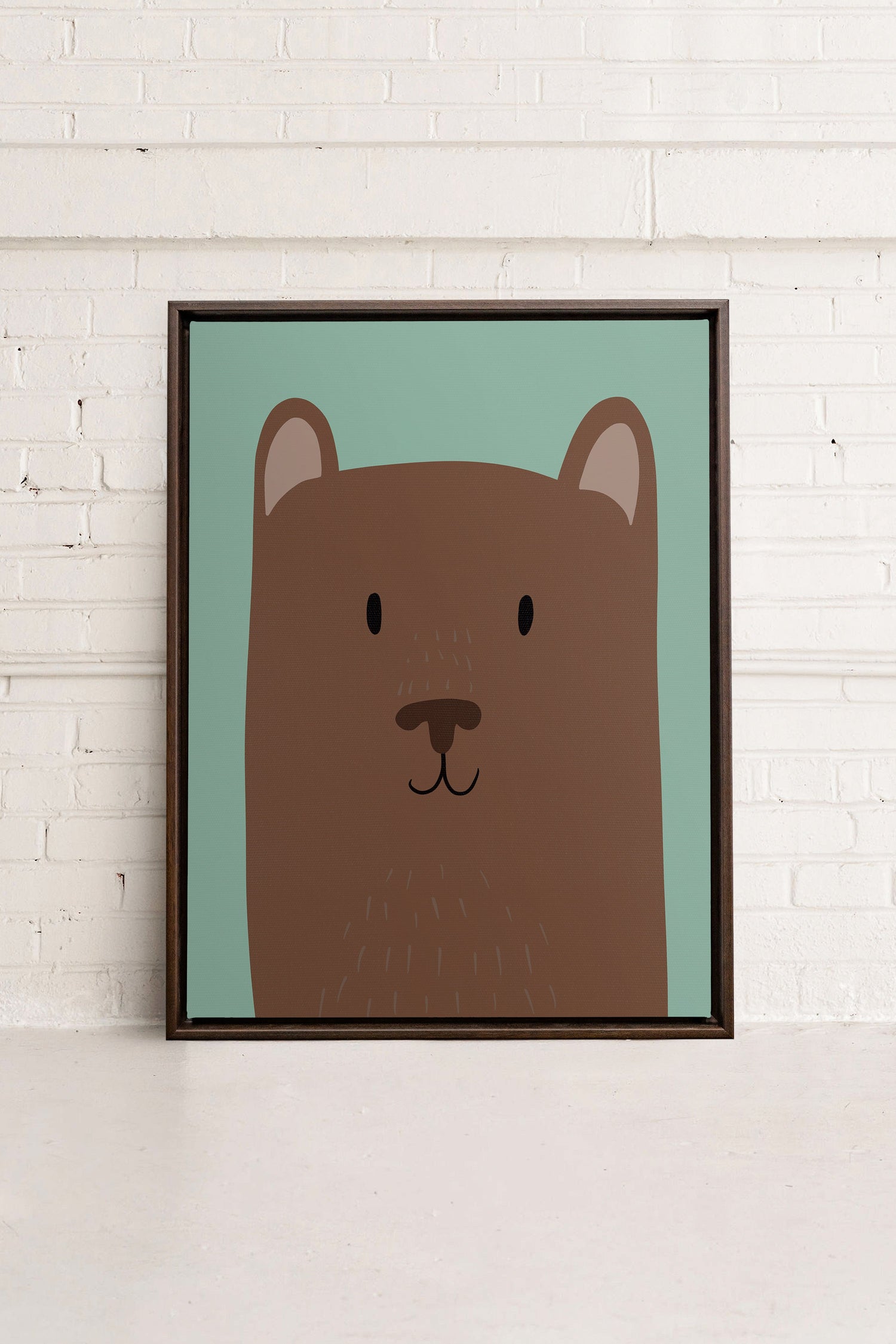 OLEKA CANVAS - OURS, Oeuvre sur toile étirée, encadré Brun Noyer