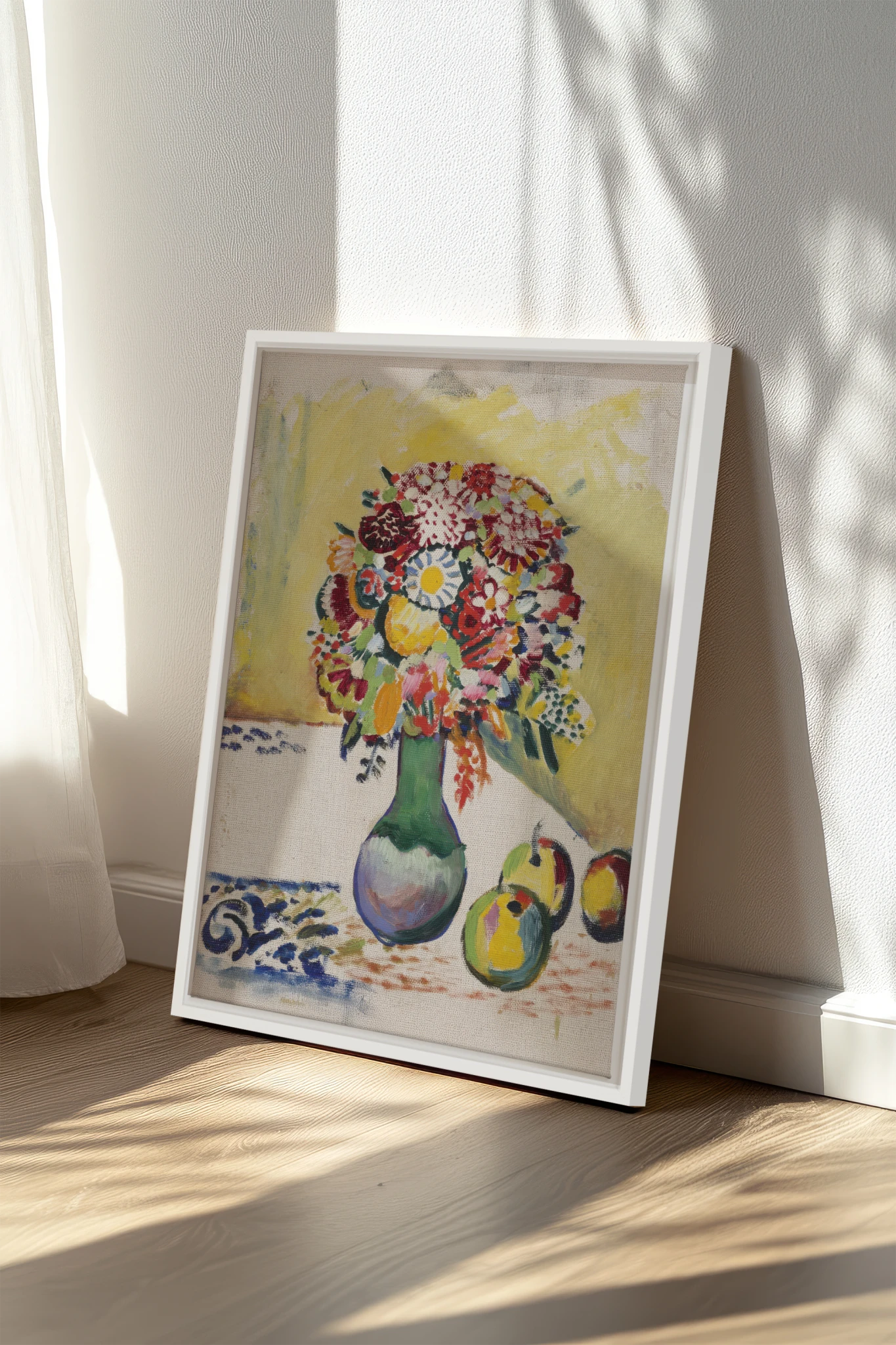 PAINTED BOUQUET, Oeuvre sur toile étirée, encadré Blanc