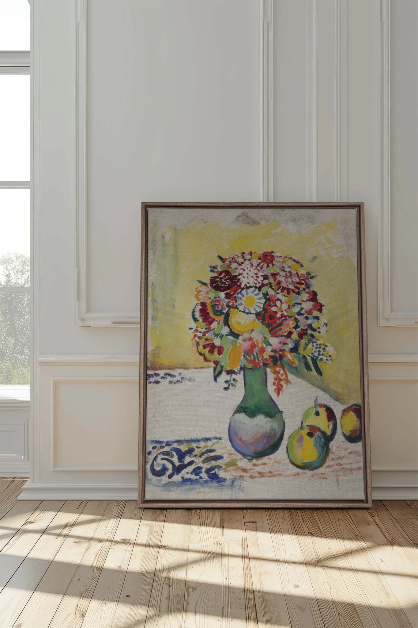 PAINTED BOUQUET, Oeuvre sur toile étirée, encadré Brun Chêne