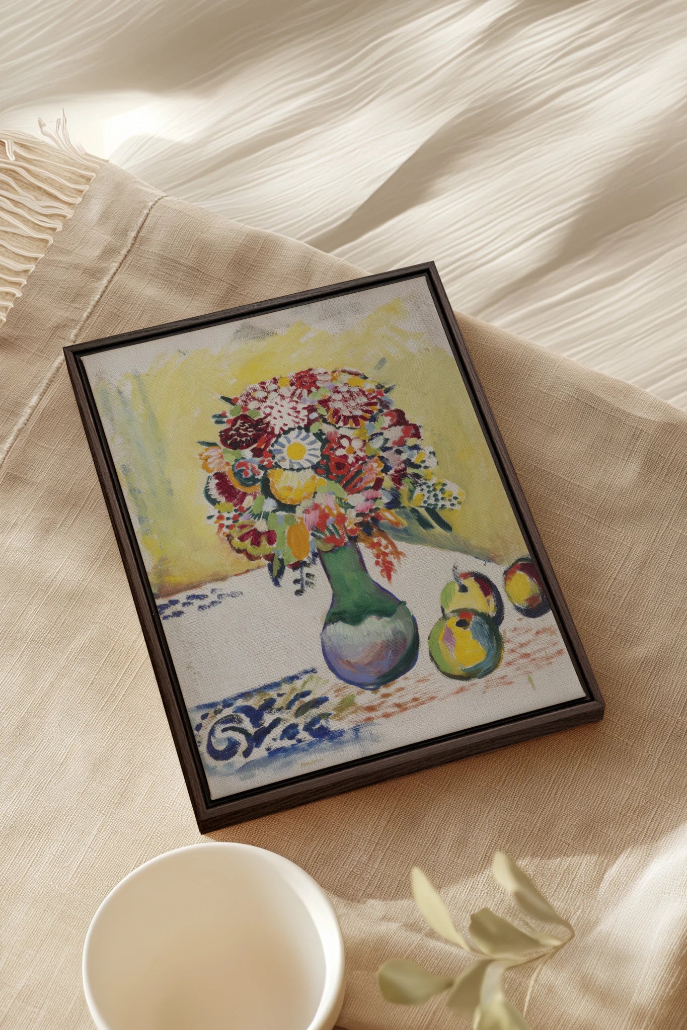 PAINTED BOUQUET, Oeuvre sur toile étirée, encadré Brun Noyer