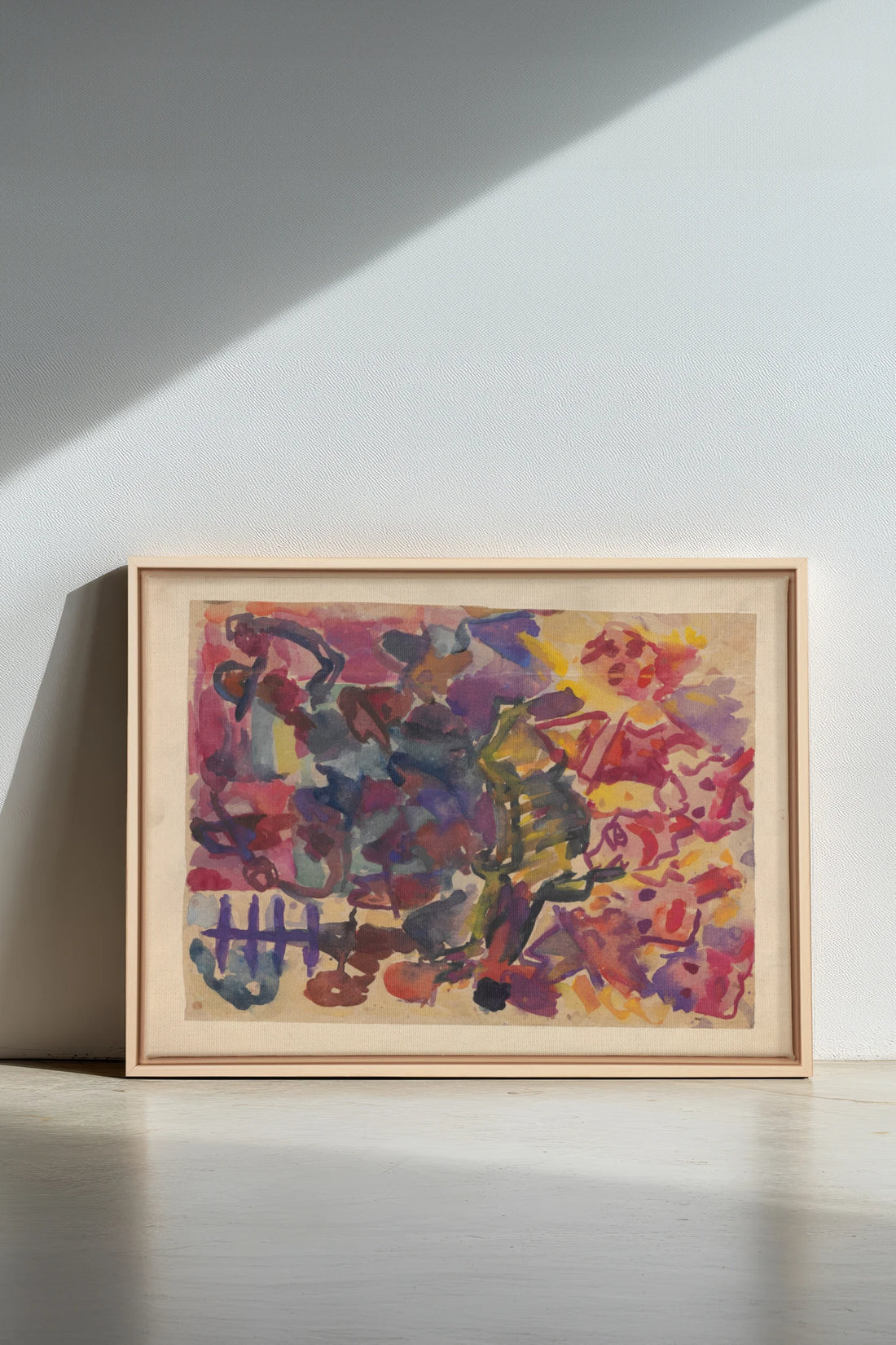 PAINTED PULSE, Work on stretched canvas, framed Naturel Clair