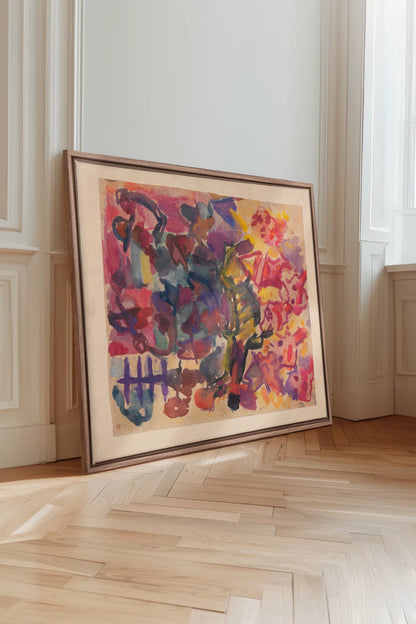 PAINTED PULSE, Oeuvre sur toile étirée, encadré Brun Chêne