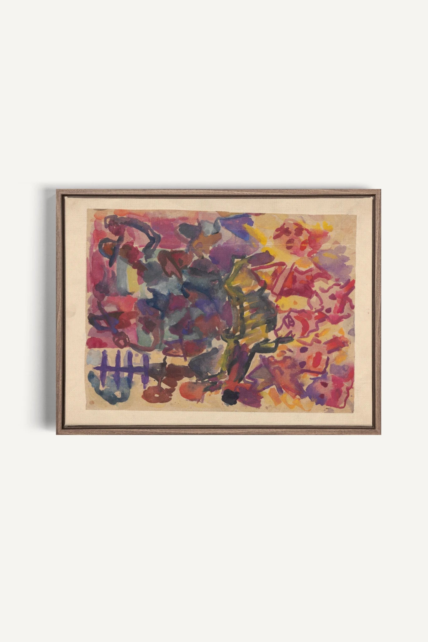 PAINTED PULSE, Oeuvre sur toile étirée, encadré Brun Chêne