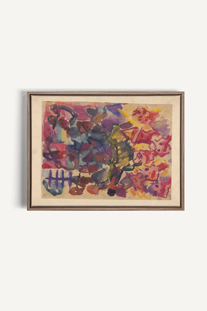 PAINTED PULSE, Oeuvre sur toile étirée, encadré Brun Chêne