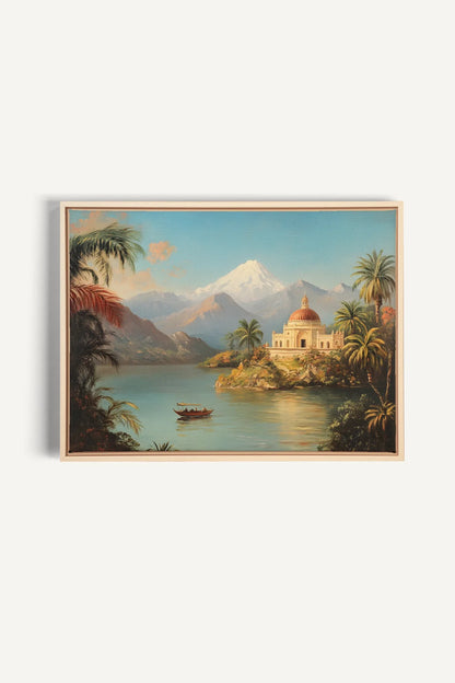 OLEKA CANVAS - PALACE BY THE LAKE, Oeuvre sur toile étirée, encadré Naturel Clair