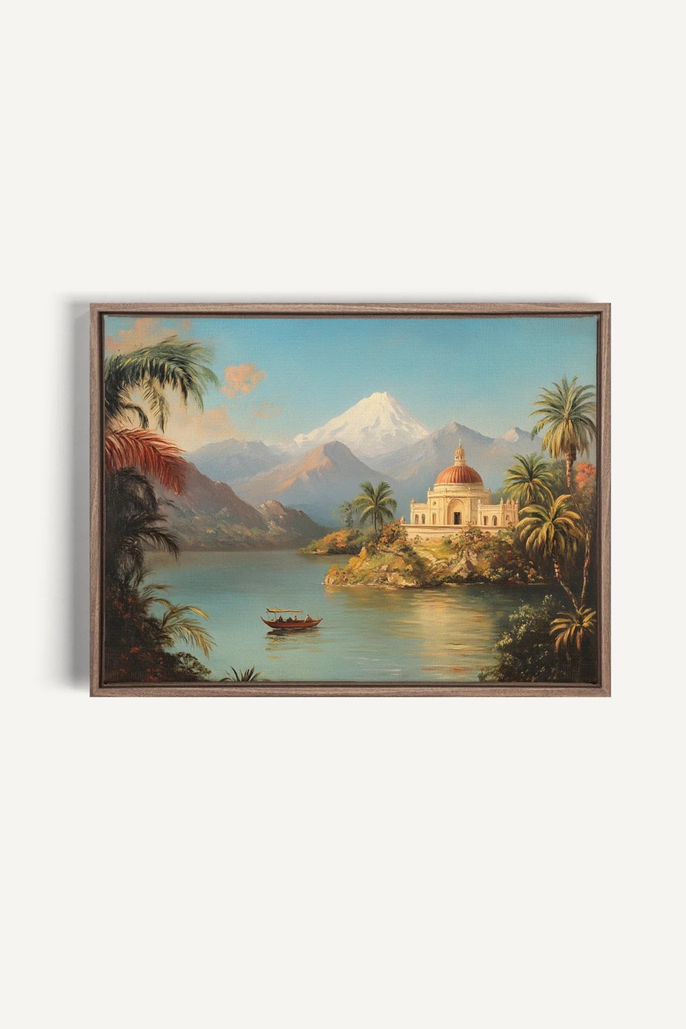 OLEKA CANVAS - PALACE BY THE LAKE, Oeuvre sur toile étirée, encadré Brun Chêne