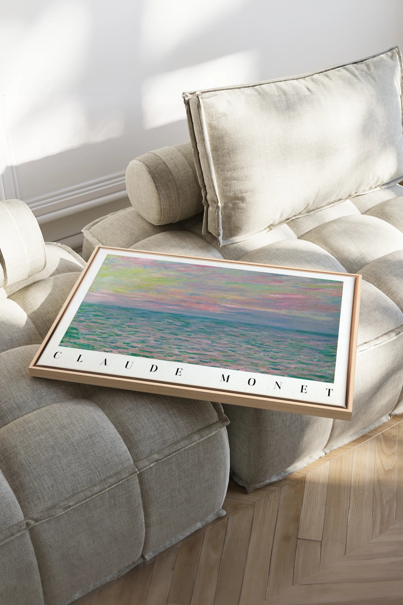 PASTEL WATERS, Work on stretched canvas, framed Naturel Clair