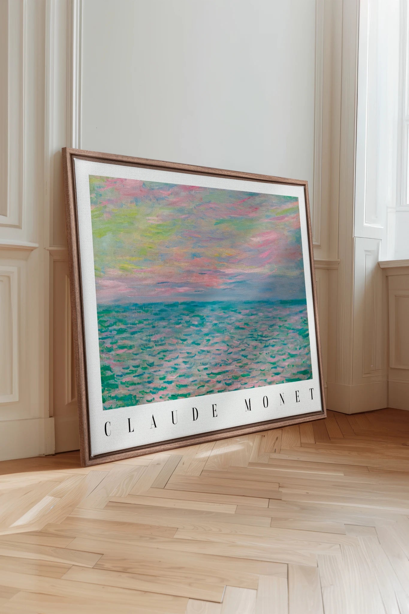 PASTEL WATERS, Oeuvre sur toile étirée, encadré Brun Chêne