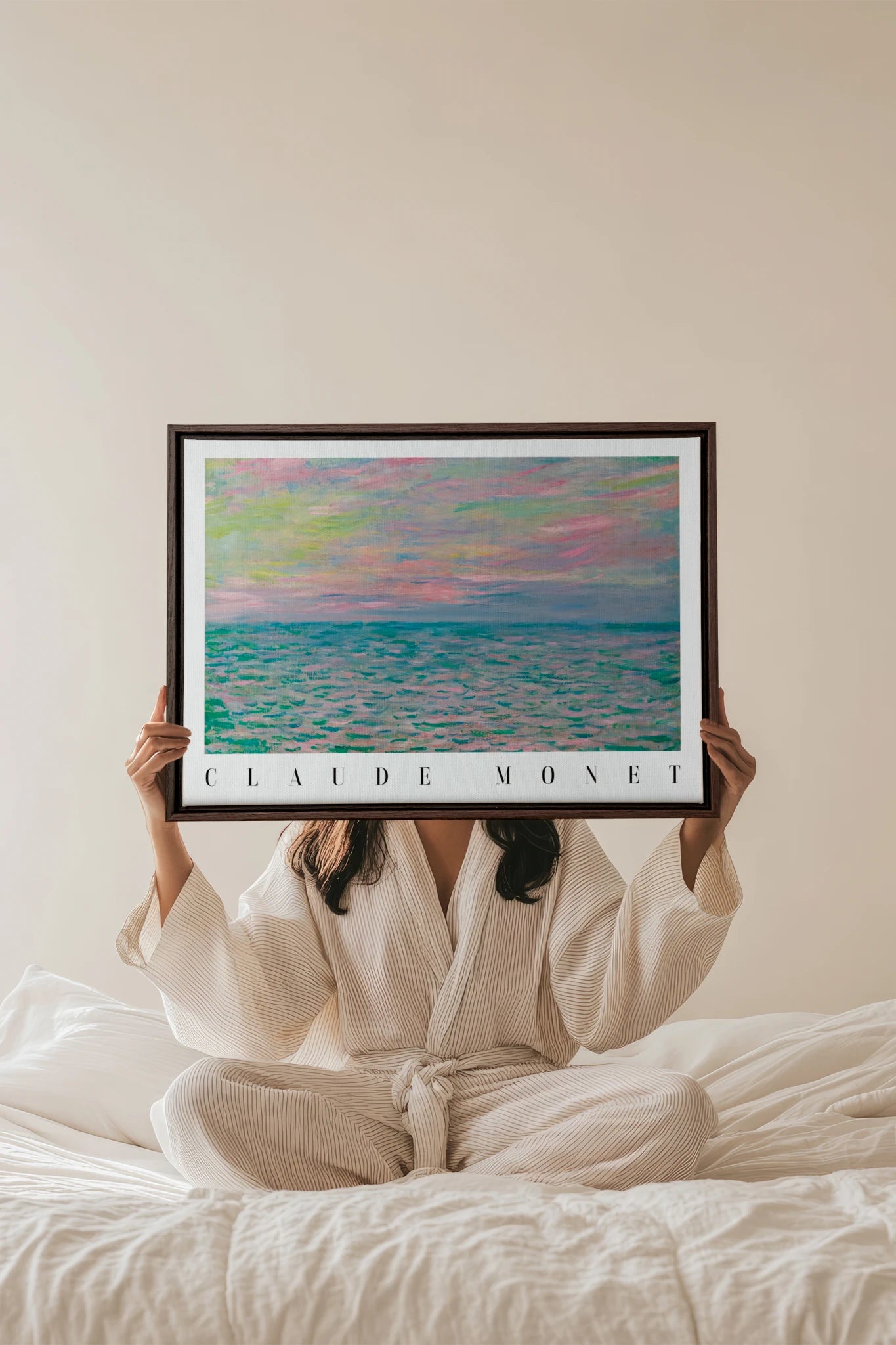 PASTEL WATERS, Work on stretched canvas, framed Walnut Brown