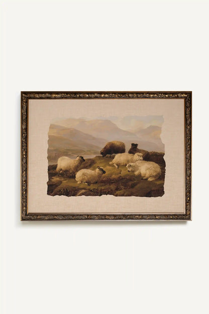 PASTORAL REST, Oeuvre sur toile étirée, encadré Vintage Bronze