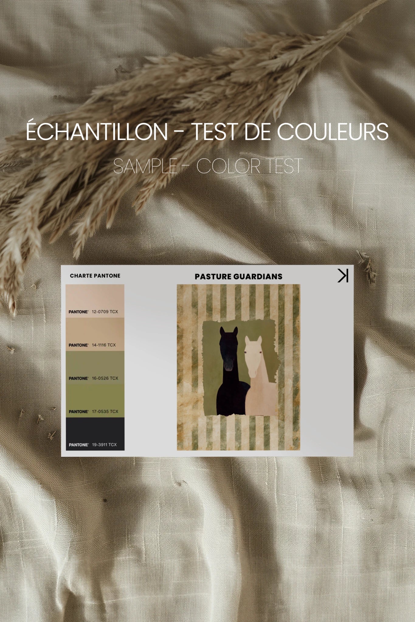 PASTURE GUARDIANS, Artwork on rigid canvas,  signature frame by Atelier Dansereau