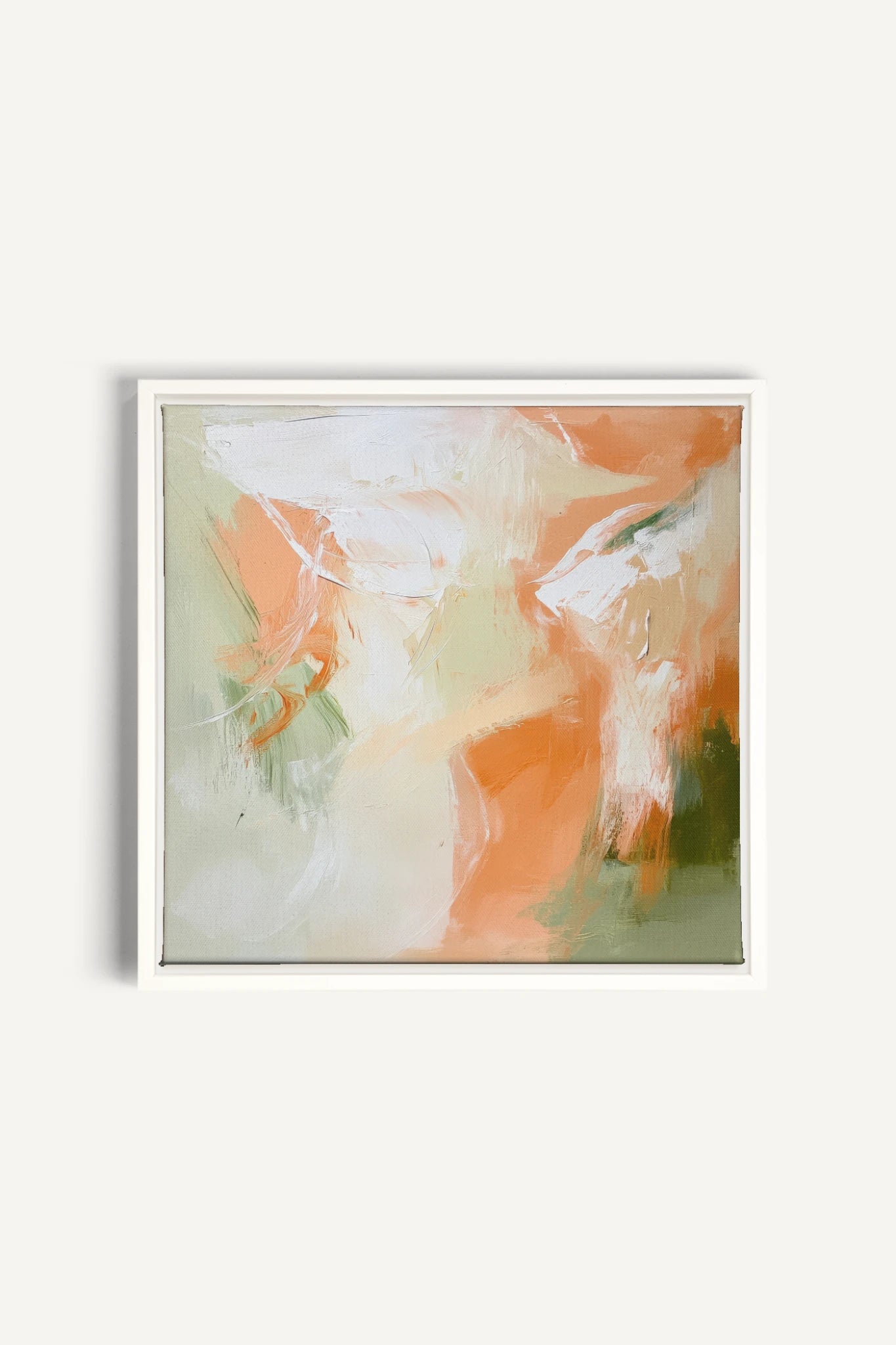 PEACHY FLOW, Oeuvre sur toile étirée, encadré Blanc
