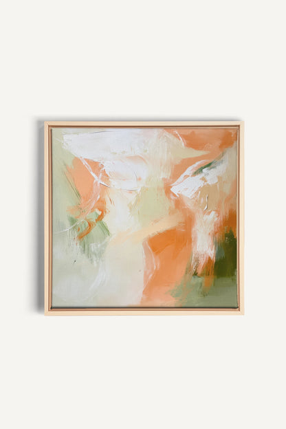 PEACHY FLOW, Oeuvre sur toile étirée, encadré Naturel Clair
