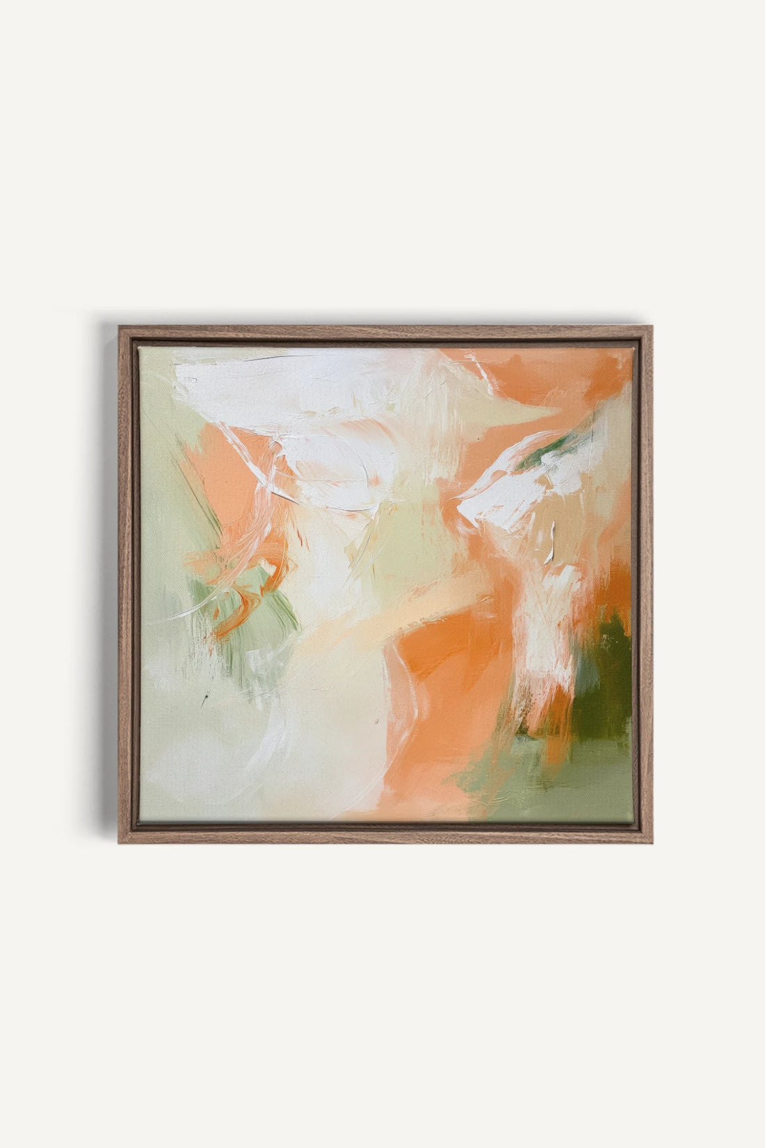 PEACHY FLOW, Artwork on stretched canvas, framed in Brown Oak