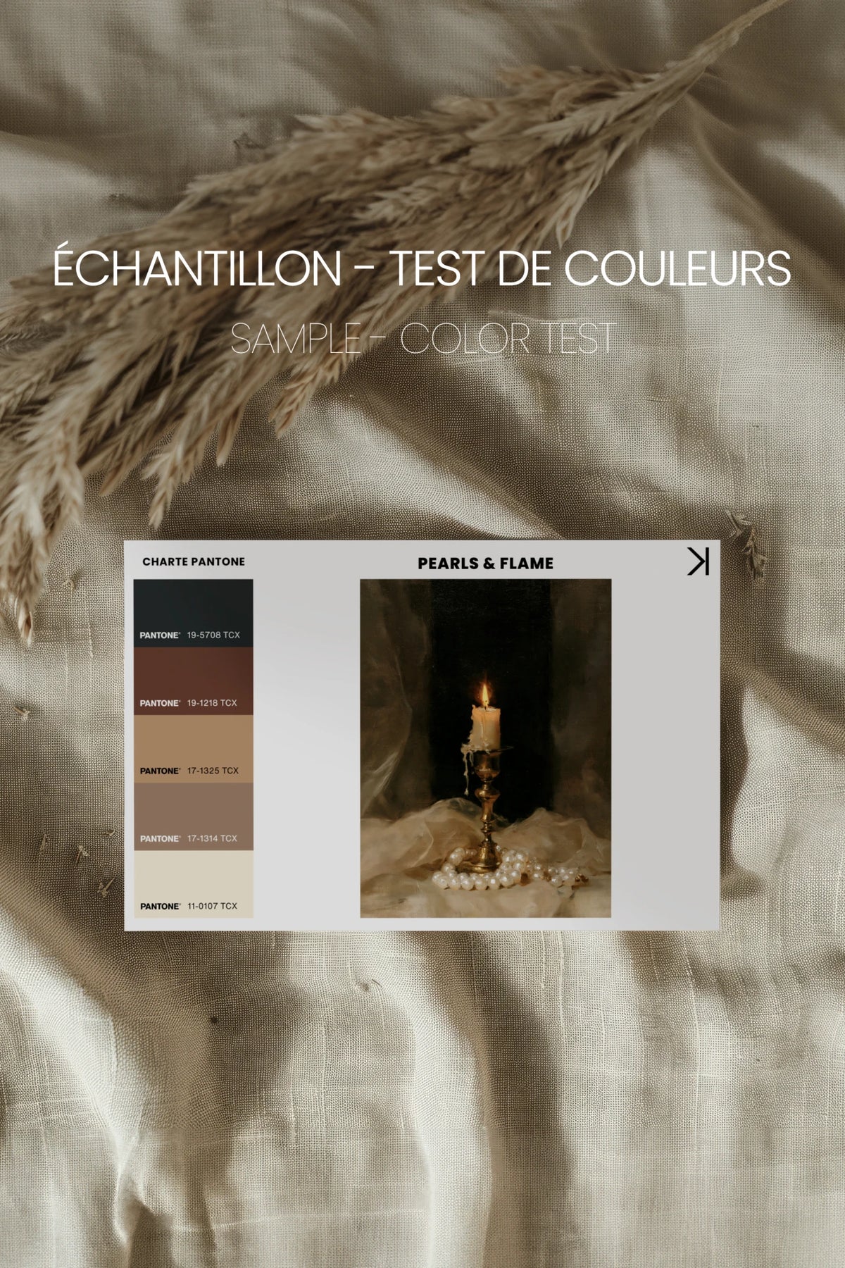 Pearls &amp; Flame, Oeuvre sur toile rigide, encadré Vintage Argent