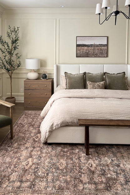 OLEKA CANVAS - WILDFLOWER FIELD, Oeuvre sur toile étirée, encadré Brun Chêne