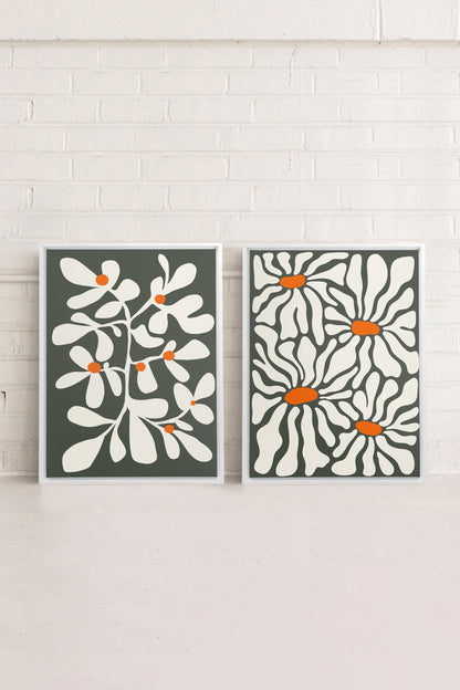 OLEKA CANVAS - PÉTALES EN FUSION, 2 Oeuvres sur toile étirée, encadré Blanc