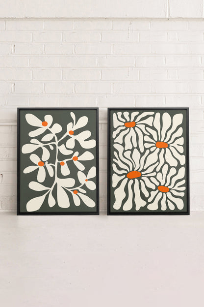 OLEKA CANVAS - PÉTALES EN FUSION, 2 Oeuvres sur toile étirée, encadré Noir