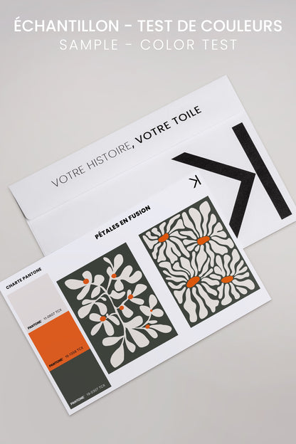 OLEKA CANVAS - PÉTALES EN FUSION, 2 Oeuvres sur toile étirée, encadré Brun Chêne