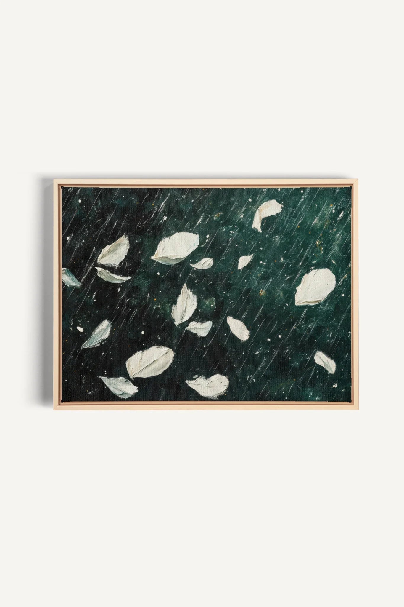 OLEKA CANVAS - PETALS IN THE NIGHT, Oeuvre sur toile étirée, encadré Naturel Clair