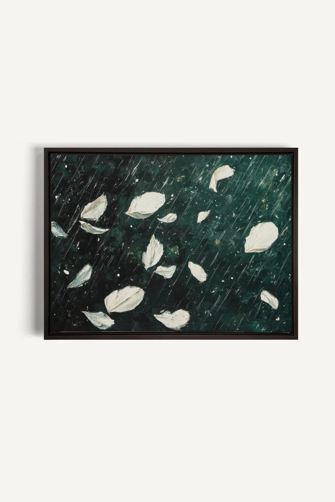 OLEKA CANVAS - PETALS IN THE NIGHT, Oeuvre sur toile étirée, encadré Noir