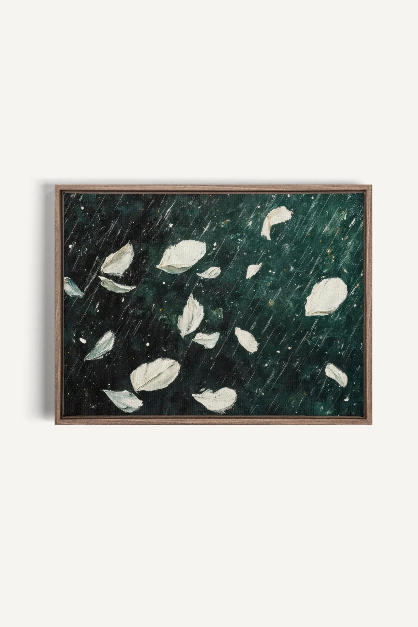 OLEKA CANVAS - PETALS IN THE NIGHT, Oeuvre sur toile étirée, encadré Brun Chêne