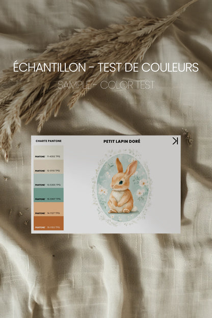 PETIT LAPIN DORÉ, Oeuvre sur toile étirée, encadré Vintage Or