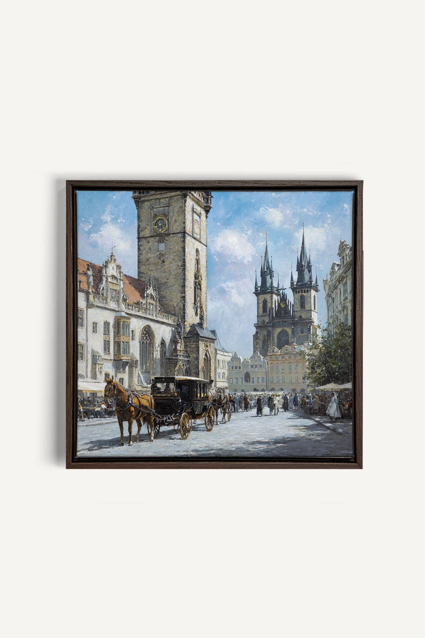 PLACE DU TEMPS, Artwork on stretched canvas, framed in Walnut Brown