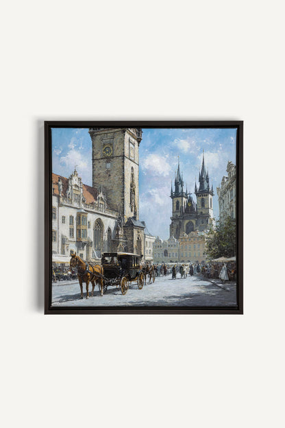PLACE DU TEMPS, Artwork on stretched canvas, framed in black