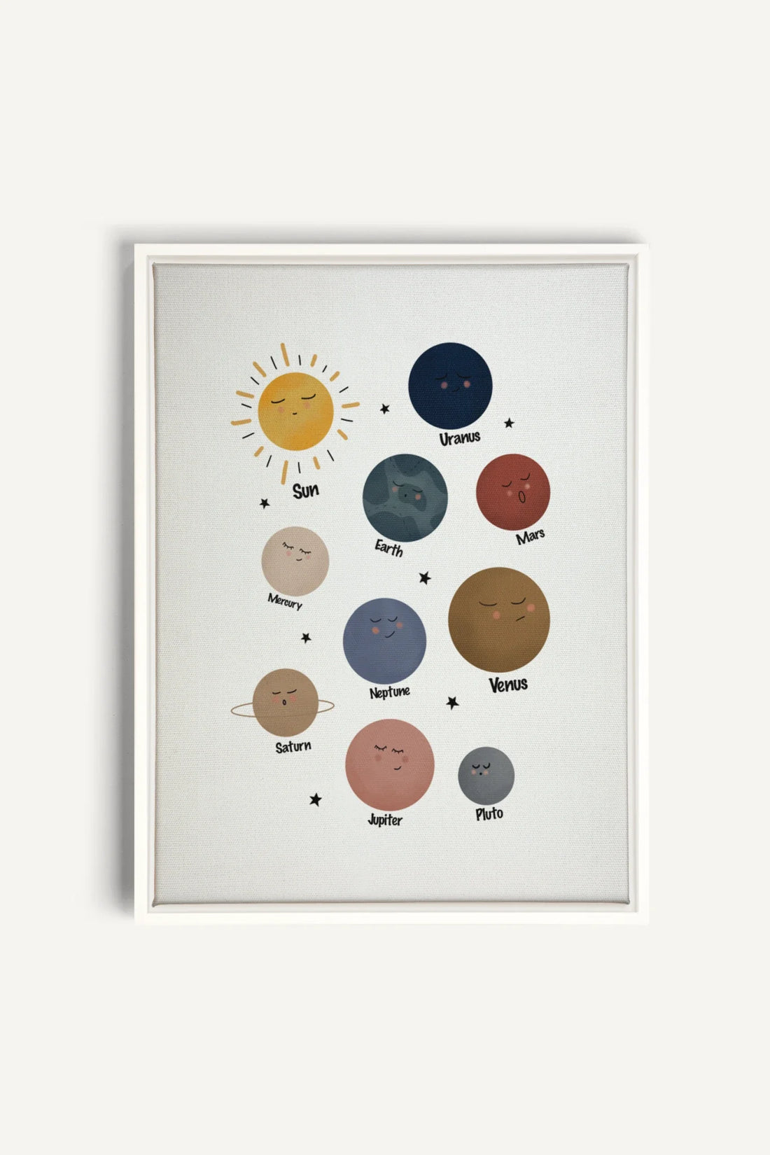 OLEKA CANVAS - PLANÈTES, Oeuvre sur toile étirée, encadré Blanc