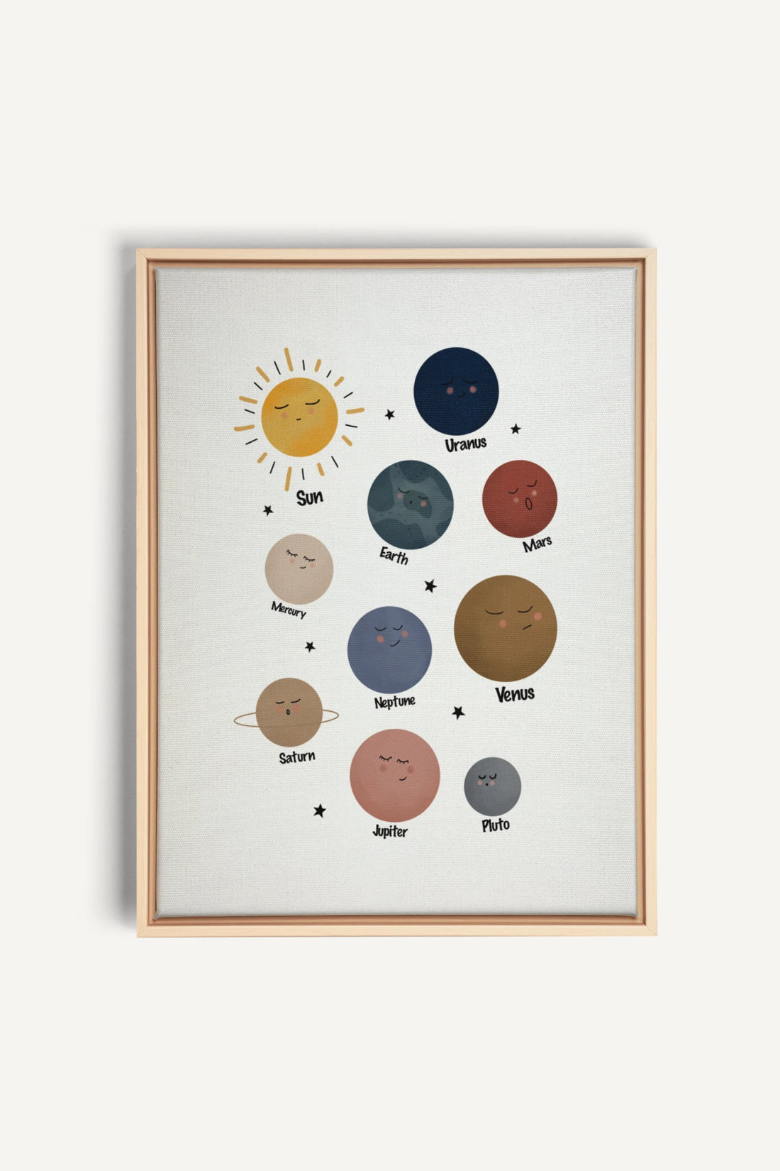 PLANÈTES, Oeuvre sur toile étirée, encadré Naturel Clair