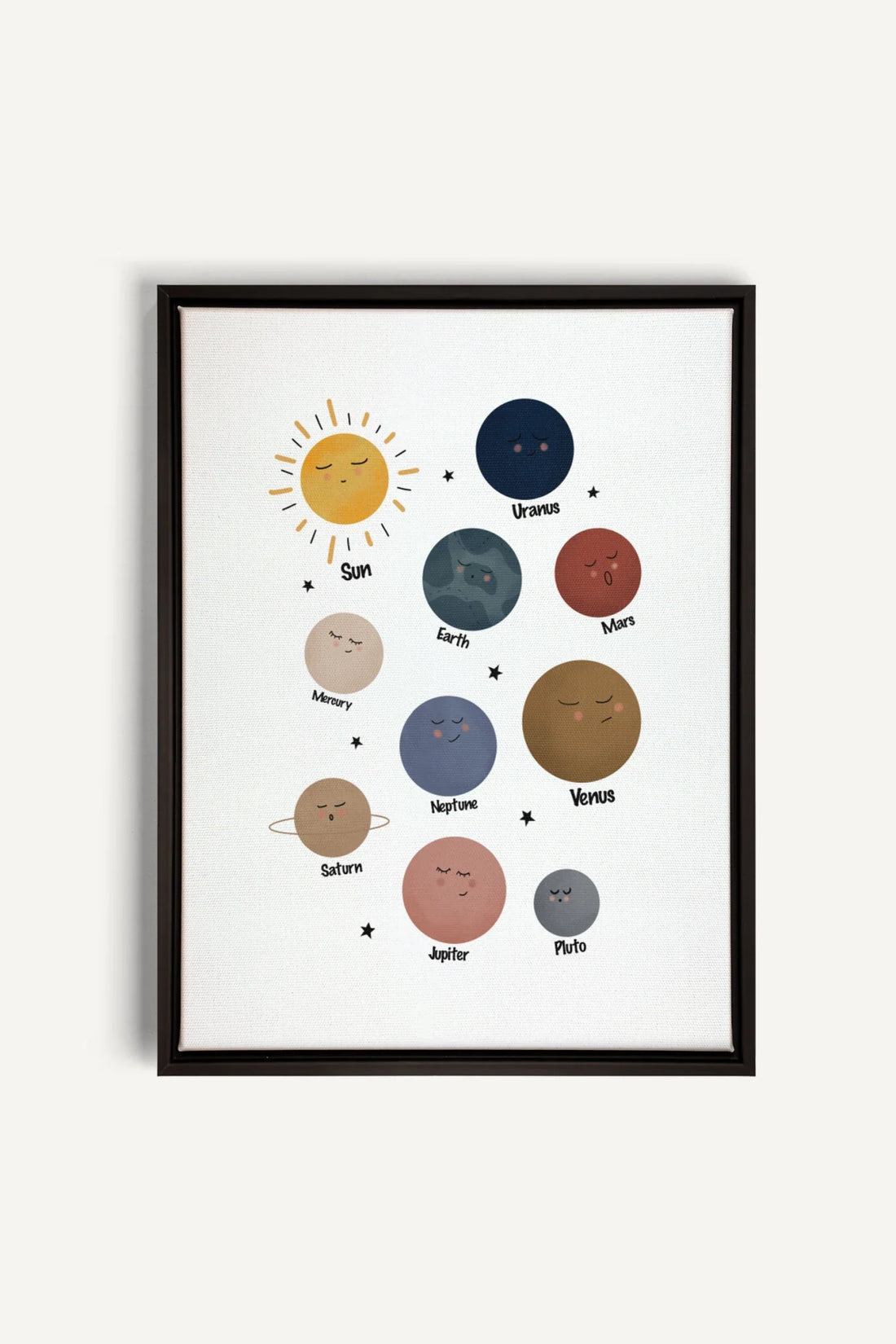 OLEKA CANVAS - PLANÈTES, Oeuvre sur toile étirée, encadré Noir