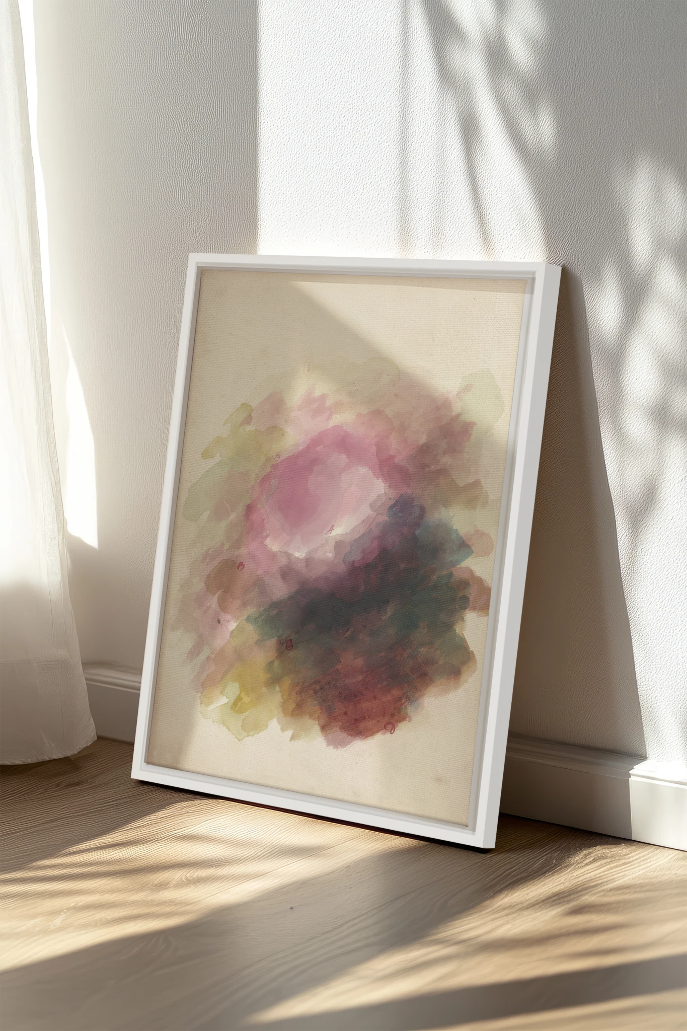 PLUM GARDEN, Work on stretched canvas, framed White