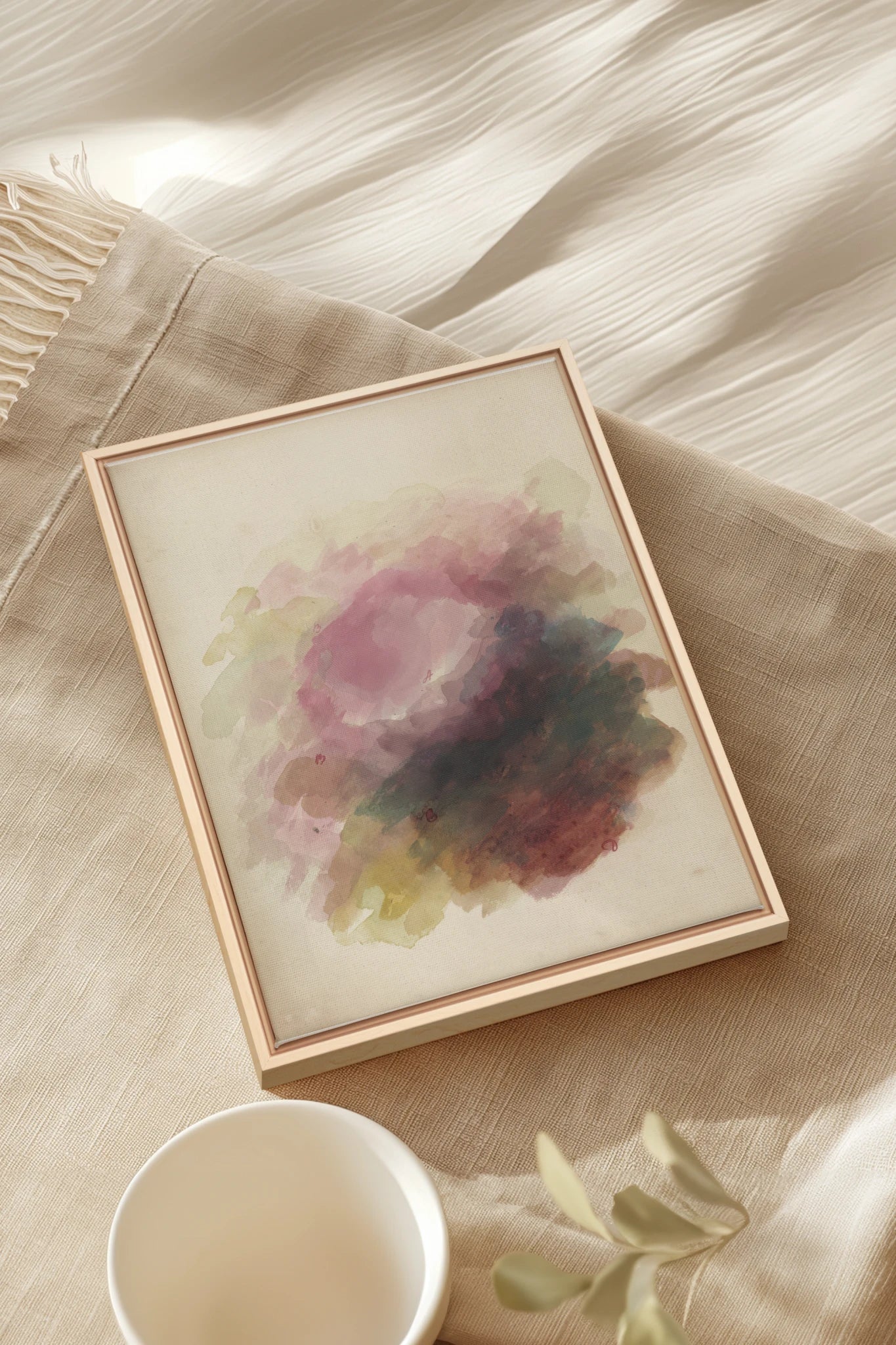 PLUM GARDEN, Work on stretched canvas, framed Naturel Clair