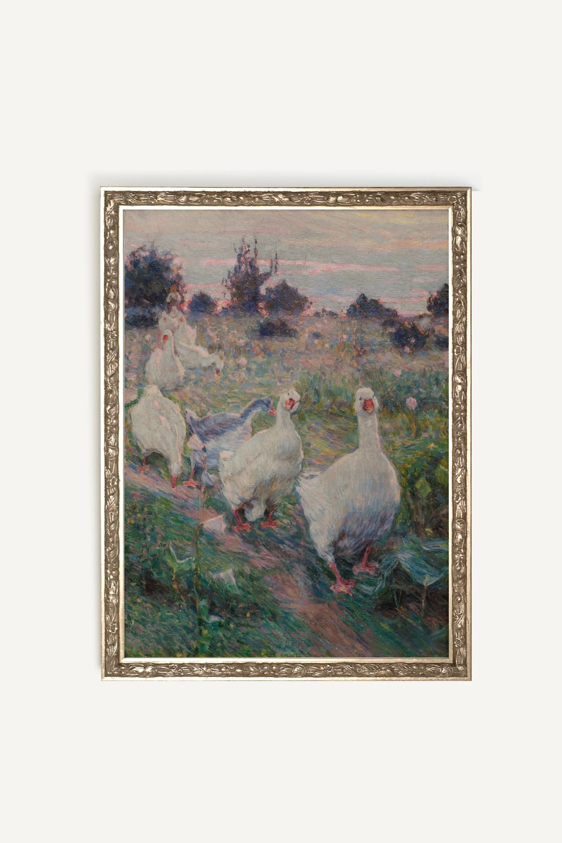 PLUMES AU VENT, Oeuvre sur toile rigide, encadré Vintage Argent