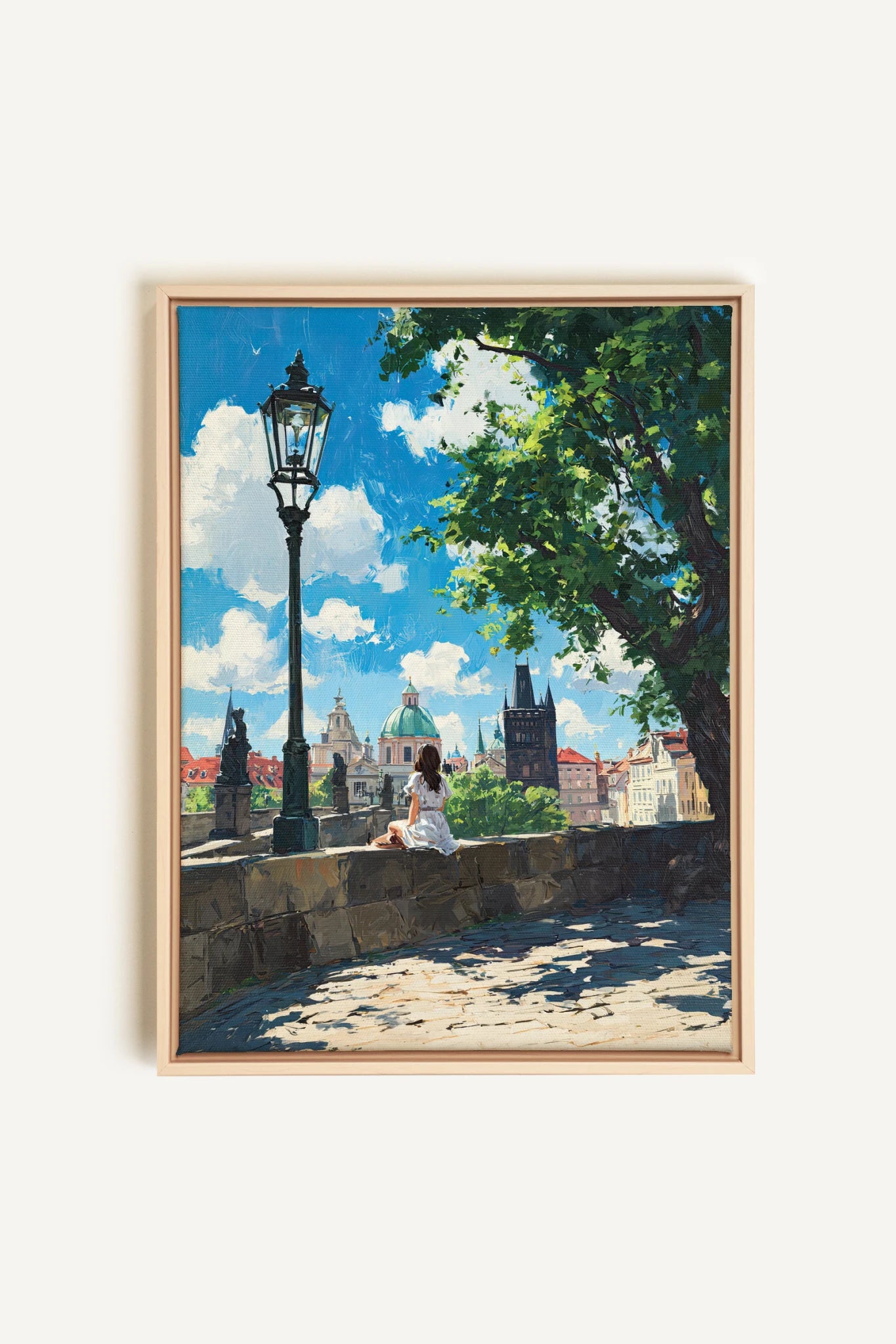PRAGUE REVERIE, Artwork on stretched canvas, framed Natural Light