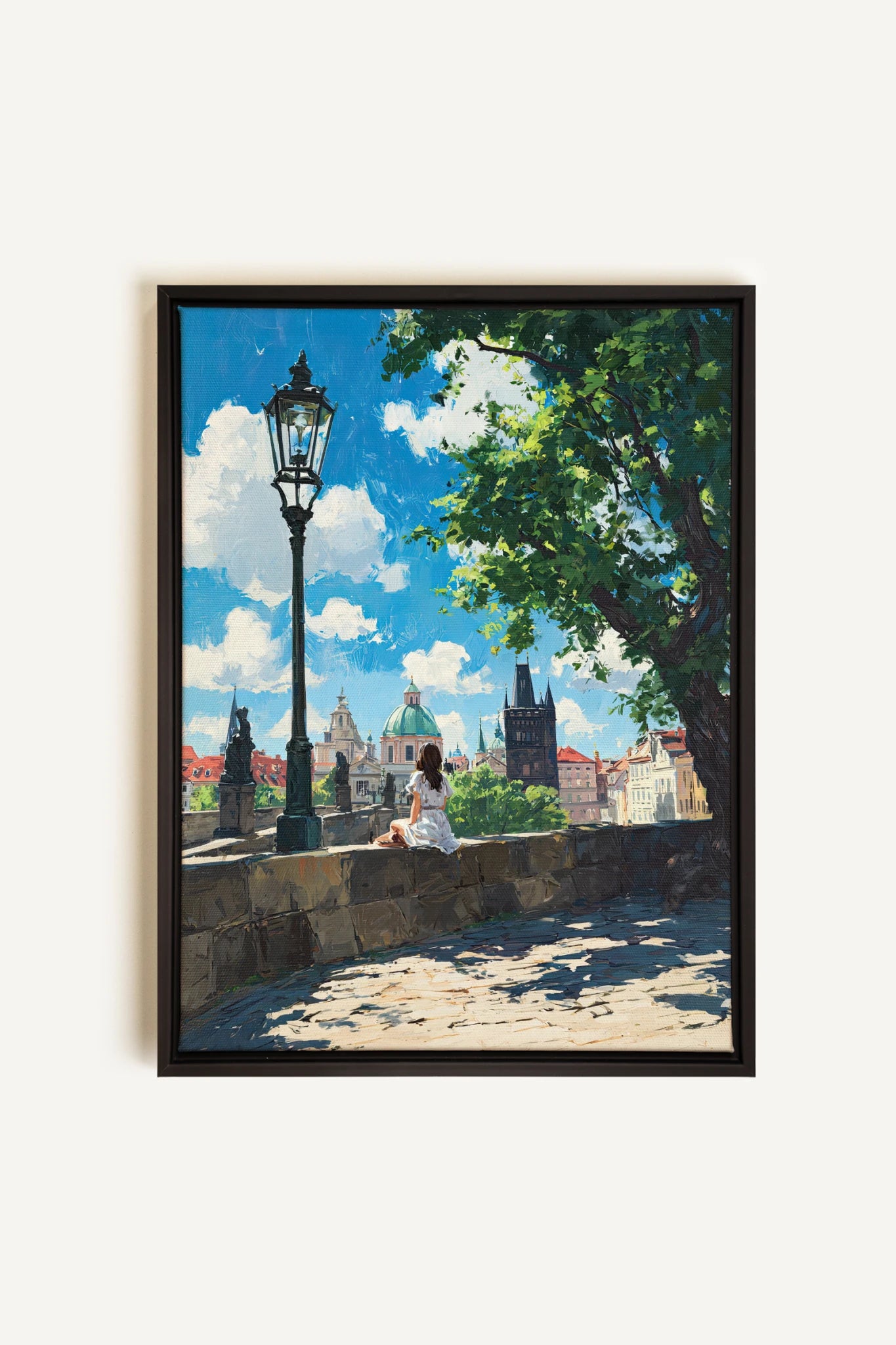 PRAGUE REVERIE, Artwork on stretched canvas, framed in black