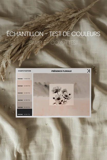 PRÉSENCE FLORALE, Oeuvre sur toile rigide, encadré Vintage Argent