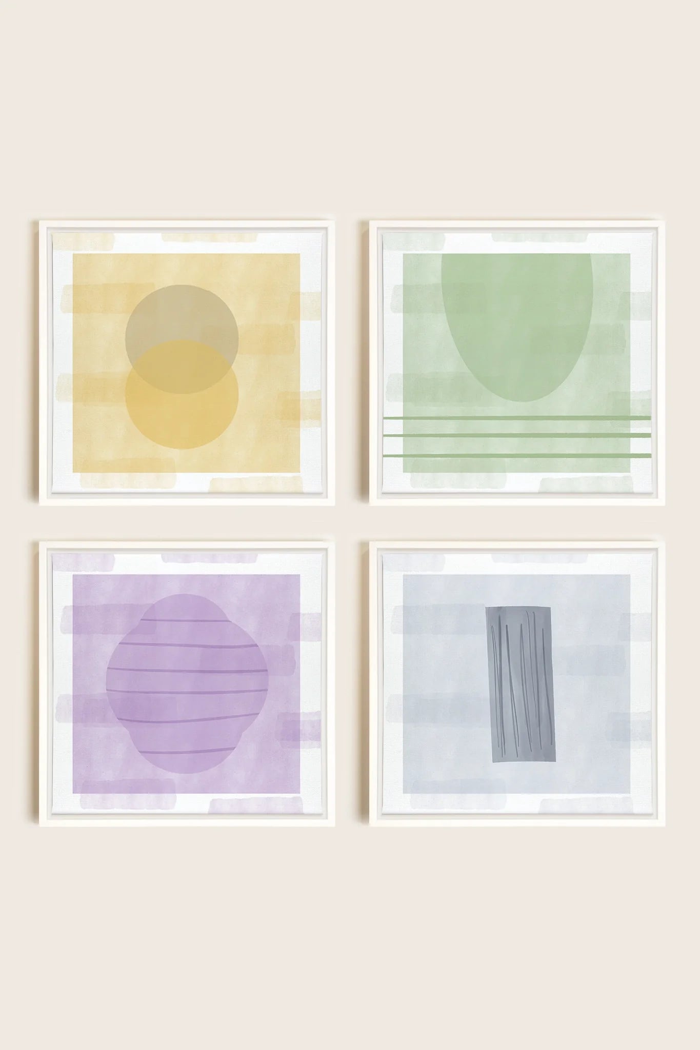 OLEKA CANVAS - QUATUOR PASTEL,Ensemble (4+), encadré Blanc